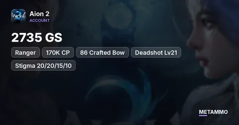 Ranger | 2735 GS | 170K CP | 86 Crafted Bow | Deadshot Lv21 | Stigma 20/20/15/10 | Global EU Kaisinel Elyos
