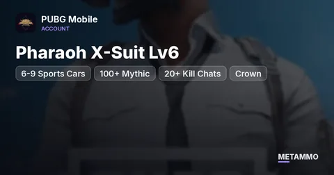 Pharaoh X-Suit Lv6 | 6-9 Sports Cars | 100+ Mythic | 20+ Kill Chats | Crown