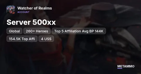 Global Server 500xx | 260+ Heroes | Top 5 Affiliation Avg BP 144K | 154.5K Top Affi | 4 USS | GvG Focus