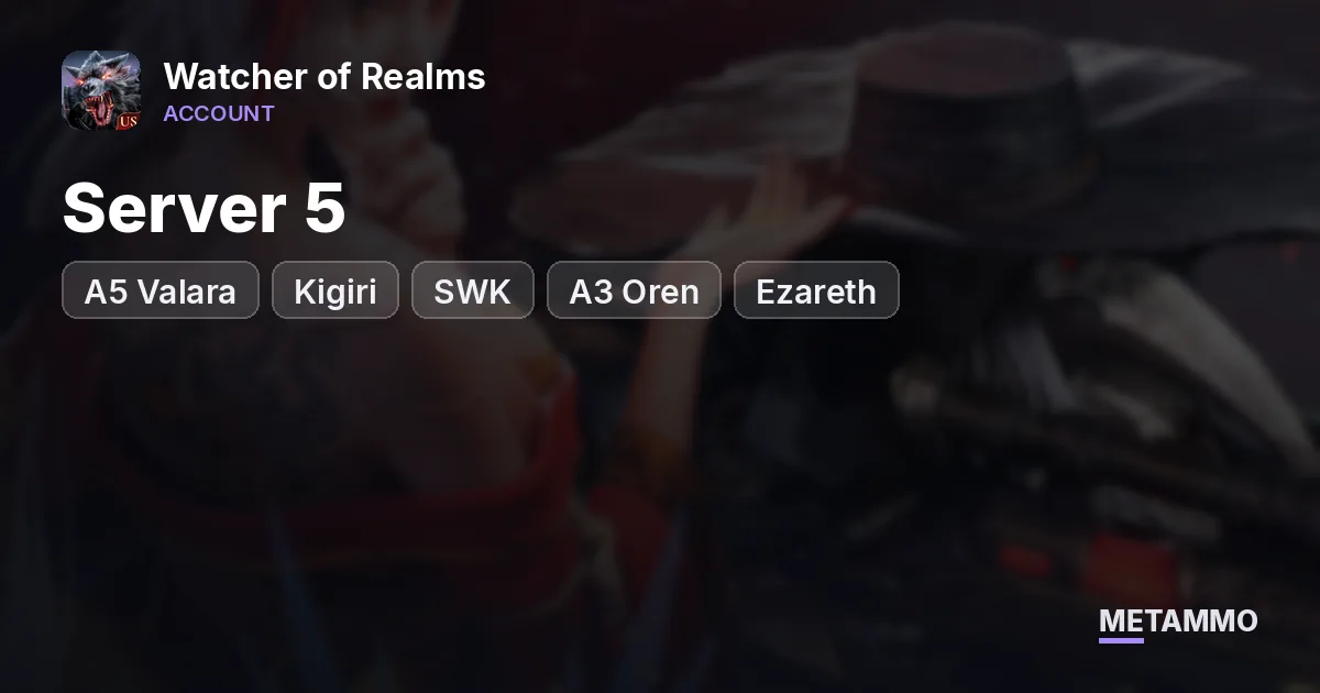 Server 5 | A5 Valara, Kigiri, SWK | A3 Oren, Ezareth | 2 SS + 4 USS | 2 Reset Books | All Assassin Collab Heroes - Watcher of Realms account summary