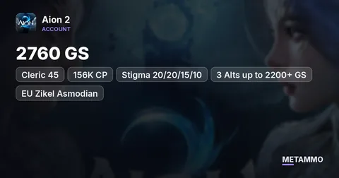 Cleric 45 | 2760 GS | 156K CP | Stigma 20/20/15/10 | 3 Alts up to 2200+ GS | EU Zikel Asmodian