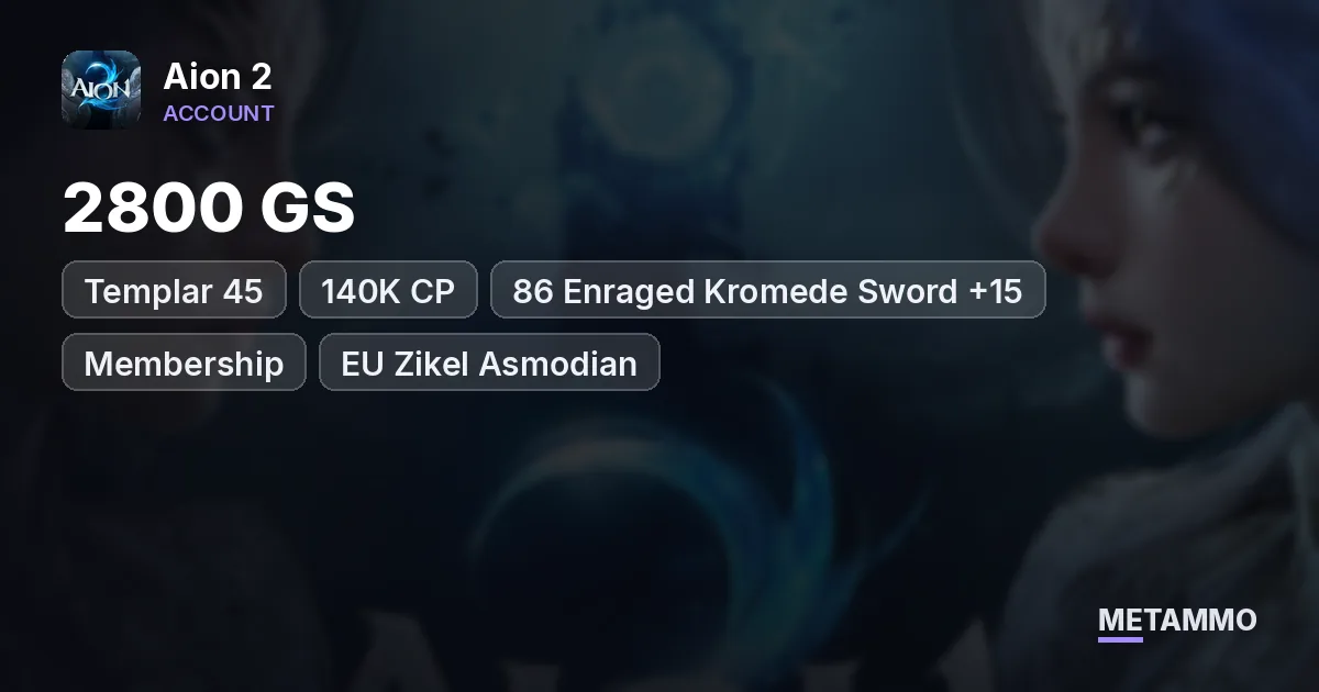 Templar 45 | 2800 GS | 140K CP | 86 Enraged Kromede Sword +15 | Membership | EU Zikel Asmodian - Aion 2 account summary
