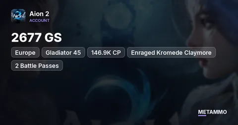 Gladiator 45 | 2677 GS | 146.9K CP | Enraged Kromede Claymore | 2 Battle Passes | EU Triniel Asmodian