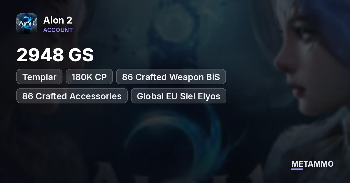 Templar | 2948 GS | 180K CP | 86 Crafted Weapon BiS | 86 Crafted Accessories | Global EU Siel Elyos - Aion 2 account summary