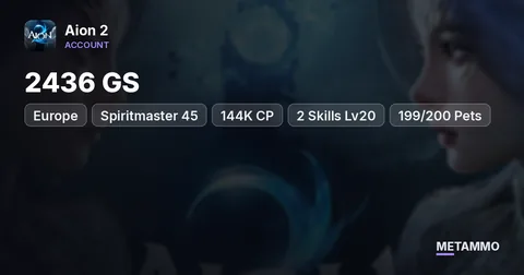 Spiritmaster 45 | 2436 GS | 144K CP | 2 Skills Lv20 | 199/200 Pets | Membership | EU Nania Elyos