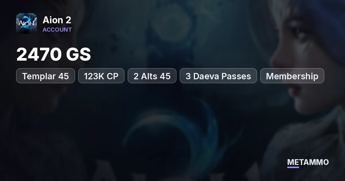Templar 45 | 2470 GS | 123K CP | 2 Alts 45 | 3 Daeva Passes | Membership | EU Marchutan Asmodian - Aion 2 account summary