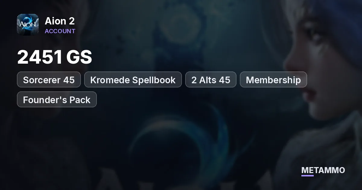Sorcerer 45 | 2451 GS | Kromede Spellbook | 2 Alts 45 | Membership | Founder's Pack | EU Vaizel Elyos - Aion 2 account summary