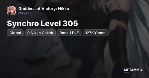 Global Server | Synchro Level 305 | 9 Nikke Collab | Rank 1 PvE | 127K Gems
