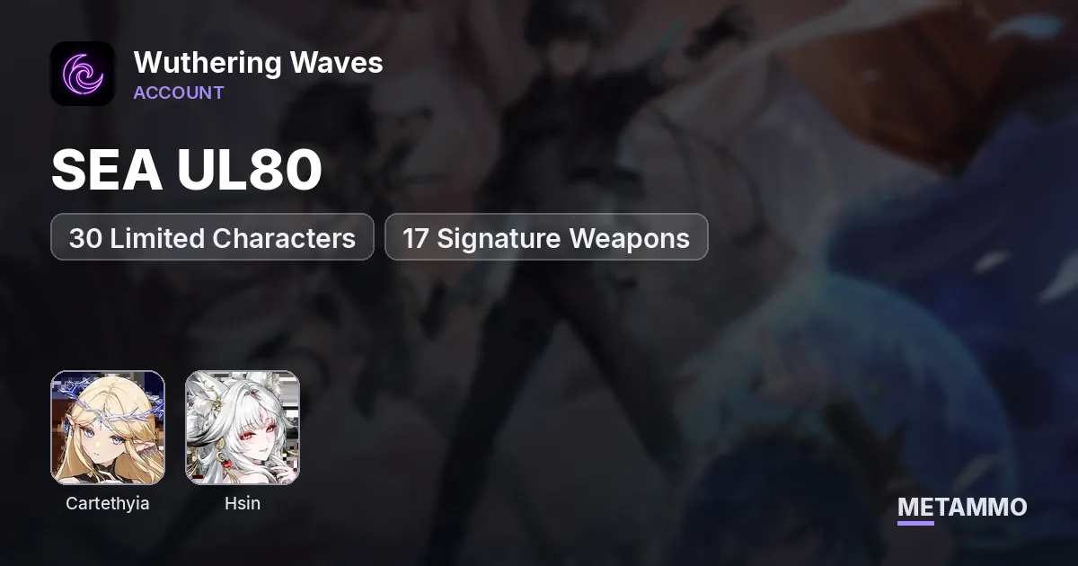 SEA UL80 | S3 Cartethyia | 30 Limited Characters | 17 Signature Weapons | Hsin - Wuthering Waves account summary