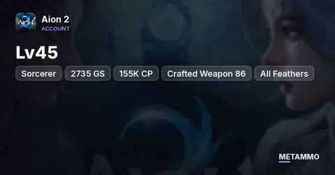 Sorcerer | Lv45 | 2735 GS | 155K CP | Crafted Weapon 86 | All Feathers | EU Zikel