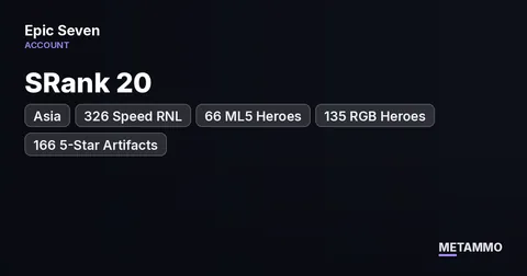 Asia SRank 20 | 326 Speed RNL | 66 ML5 Heroes | 135 RGB Heroes | 166 5-Star Artifacts | Frieren