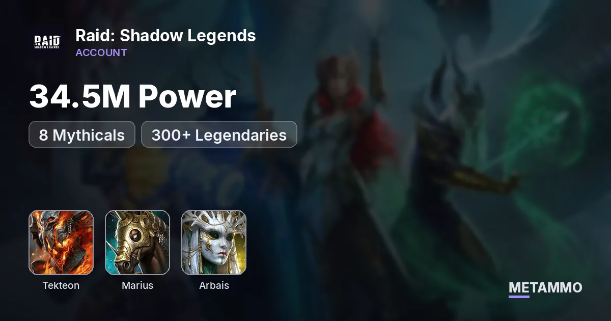 34.5M Power | 8 Mythicals | Tekteon, Marius, Arbais | 300+ Legendaries - Raid: Shadow Legends account summary
