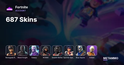 687 Skins | OG Renegade Raider | Black Knight | Galaxy | IKONIK | Stealth Reflex | Sparkle Specialist | Blue Squire | Ember