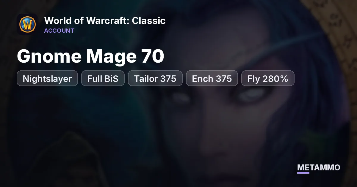 Nightslayer - Gnome Mage 70 ■ Full BiS ■ Tailor 375 ■ Ench 375 ■ Fly 280% - World of Warcraft: Classic account summary