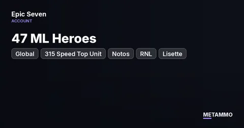 Global Server | 47 ML Heroes | 315 Speed Top Unit | Notos | RNL | Lisette | Collab Heroes