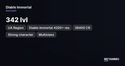UA Region | Diablo Immortal 4200+ res | 38400 CR | 342 lvl | Strong character | Multiclass | 12% LoV