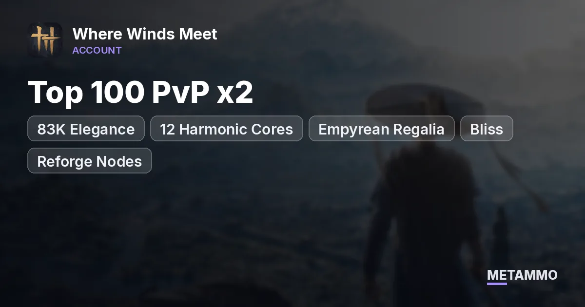 Top 100 PvP x2 | 83K Elegance | 12 Harmonic Cores | Empyrean Regalia | Bliss | Reforge Nodes - Where Winds Meet account summary