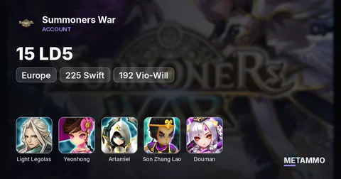 EU | 15 LD | Light Legolas, Yeonhong, Artamiel, Son Zhang Lao, Douman | +225 Swift | +192 Vio-Will