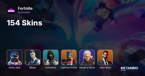 154 Skins | EsDeeKid | Astro Jack | Gold Midas | Optimus Prime | Geralt of Rivia | John Wick