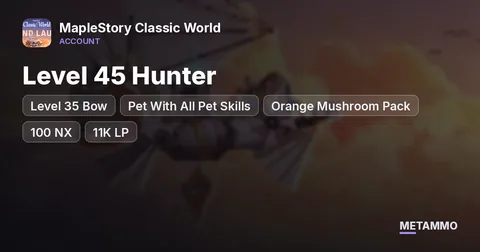 Level 45 Hunter | Level 35 Bow | Pet With All Pet Skills | Orange Mushroom Pack | 100 NX | 11K LP