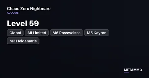 Global | Level 59 | 37/39 | All Limited | M6 Rossweisse | M5 Kayron | M3 Heidemarie | 2x Selector