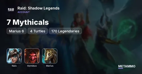 7 Mythicals | Nais, Komidus, Marius 6* | 4 Turtles | 170 Legendaries