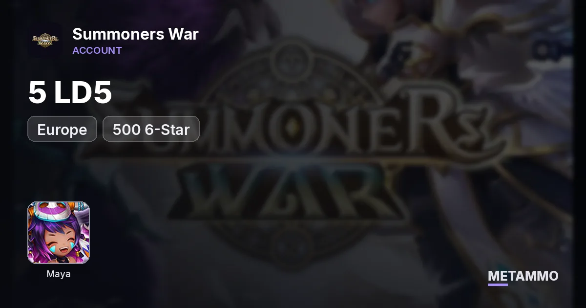 EU | 5 LD5 | Neptis, Enhong, Maya, Mukvol, Nix | 500 6-Star - Summoners War account summary