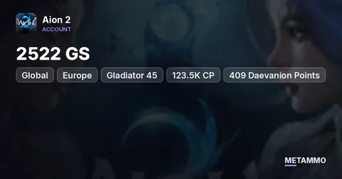 Gladiator 45 | 2522 GS | 123.5K CP | 409 Daevanion Points | Crafting 86 | Global EU Azphel Asmodian