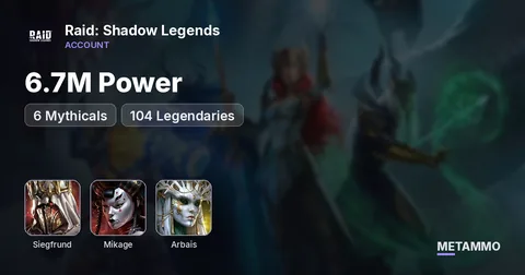 6.7M Power | 6 Mythicals | Siegfrund, Mikage, Arbais | 104 Legendaries