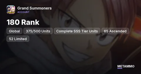 Global Server | 180 Rank | 375/500 Units | Complete SSS Tier Units | 65 Ascended | 52 Limited | Emperor, Saitama