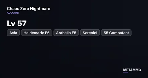 Asia Lv 57 | 30/39 | Heidemarie E6 | Arabella E5 | Sereniel | 55 Combatant + 70 Partner Rescues