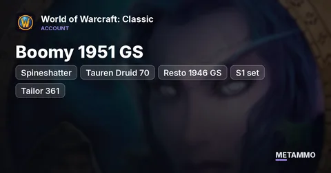 Spineshatter - Tauren Druid 70 ■ Boomy 1951 GS ■ Resto 1946 GS ■ S1 set ■ Tailor 361 ■ Fly 280%