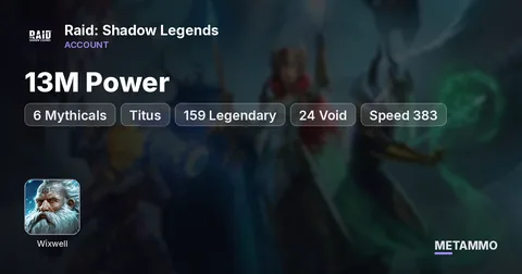 13M Power | 6 Mythicals | Titus + Wixwell | 159 Legendary | 24 Void | Speed 383 | 2 Mythical Relics