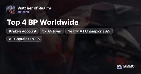 Kraken Account | Top 4 BP Worldwide | 3x A5 Iovar | Nearly All Champions A5 | All Captains LVL 3