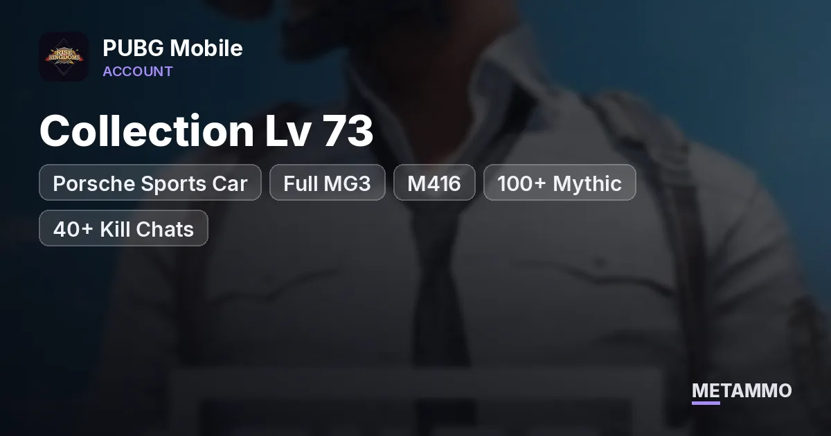 Porsche Sports Car | Full MG3 + M416 | Collection Lv 73 | 100+ Mythic | 40+ Kill Chats | 30+ Sports Cars - PUBG Mobile account summary
