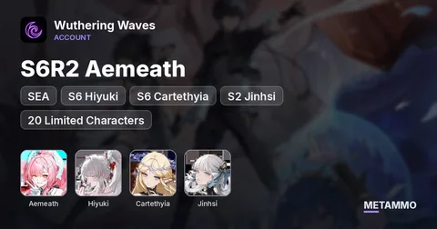 SEA | S6R2 Aemeath | S6 Hiyuki | S6 Cartethyia | S2 Jinhsi | 20 Limited Characters | Aemeath Motorbike Skin