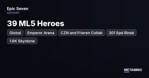 Global | Emperor Arena | 39 ML5 Heroes | CZN and Frieren Collab | 301 Spd Rinak | 1.6K Skystone | 75M Gold