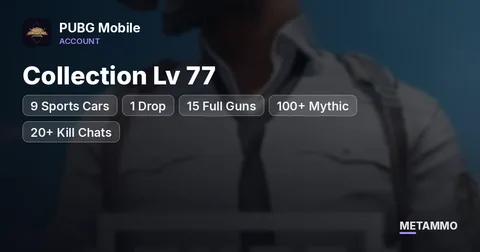 9 Sports Cars + 1 Drop | 15 Full Guns | Collection Lv 77 | 100+ Mythic | 20+ Kill Chats