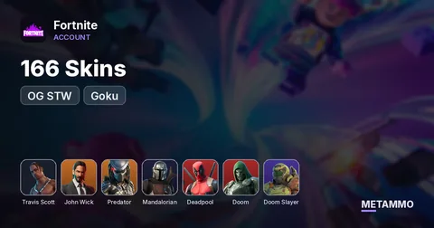 166 Skins | OG STW | Travis Scott | John Wick | Predator | Goku | The Mandalorian | Deadpool | Doom Slayer
