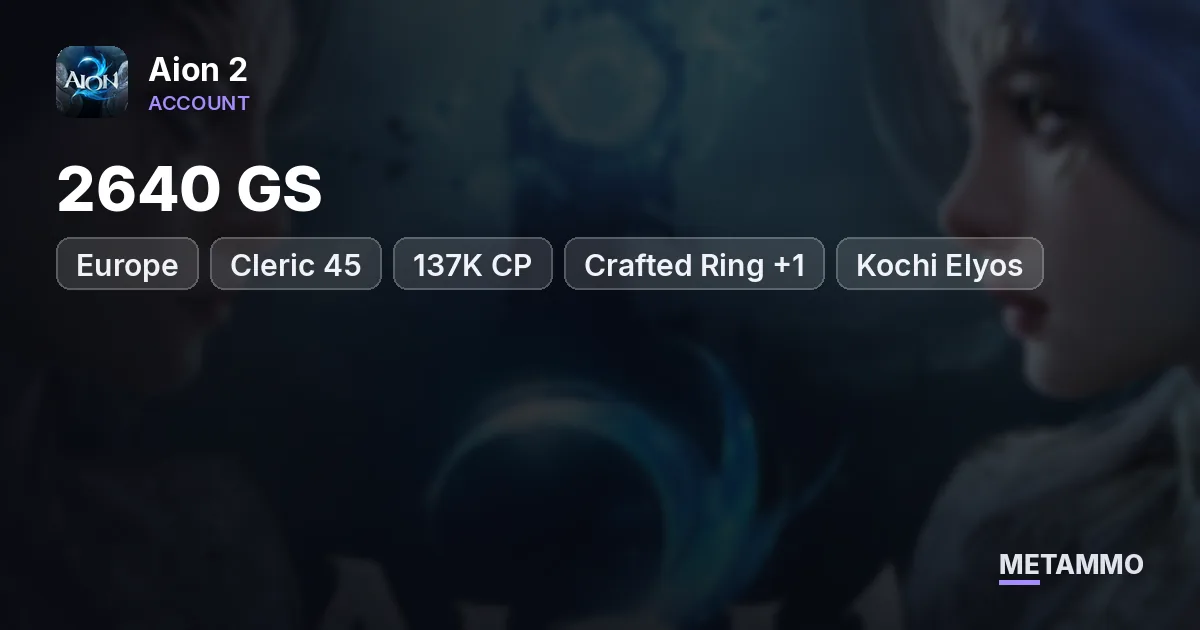 Cleric 45 | 2640 GS | 137K CP | Crafted Ring +1 | EU Kochi Elyos - Aion 2 account summary