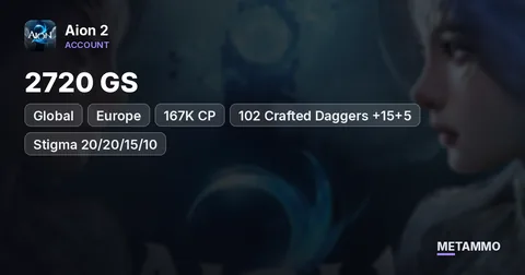 Assassin | 2720 GS | 167K CP | 102 Crafted Daggers +15+5 | Stigma 20/20/15/10 | Genus 10 | Global EU Bakarma Elyos