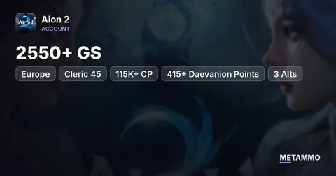 Cleric 45 | 2550+ GS | 115K+ CP | 415+ Daevanion Points | 3 Alts | EU Gauss Elyos
