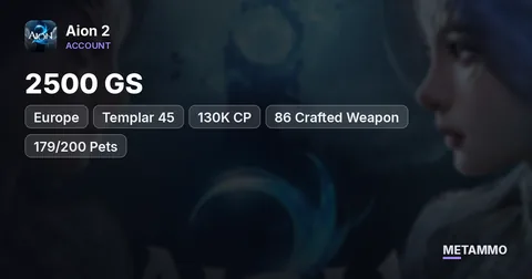 Templar 45 | 2500 GS | 130K CP | 86 Crafted Weapon | 179/200 Pets | 3 Alts | EU Lumiel Asmodian