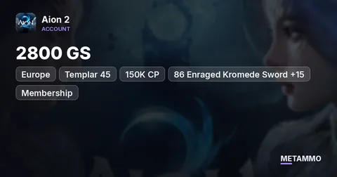 Templar 45 | 2800 GS | 150K CP | 86 Enraged Kromede Sword +15 | Membership | EU Zikel Asmodian