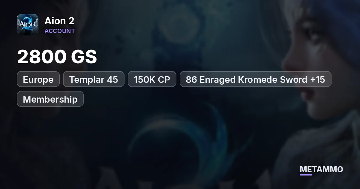 Templar 45 | 2800 GS | 150K CP | 86 Enraged Kromede Sword +15 | Membership | EU Zikel Asmodian - Aion 2 account summary