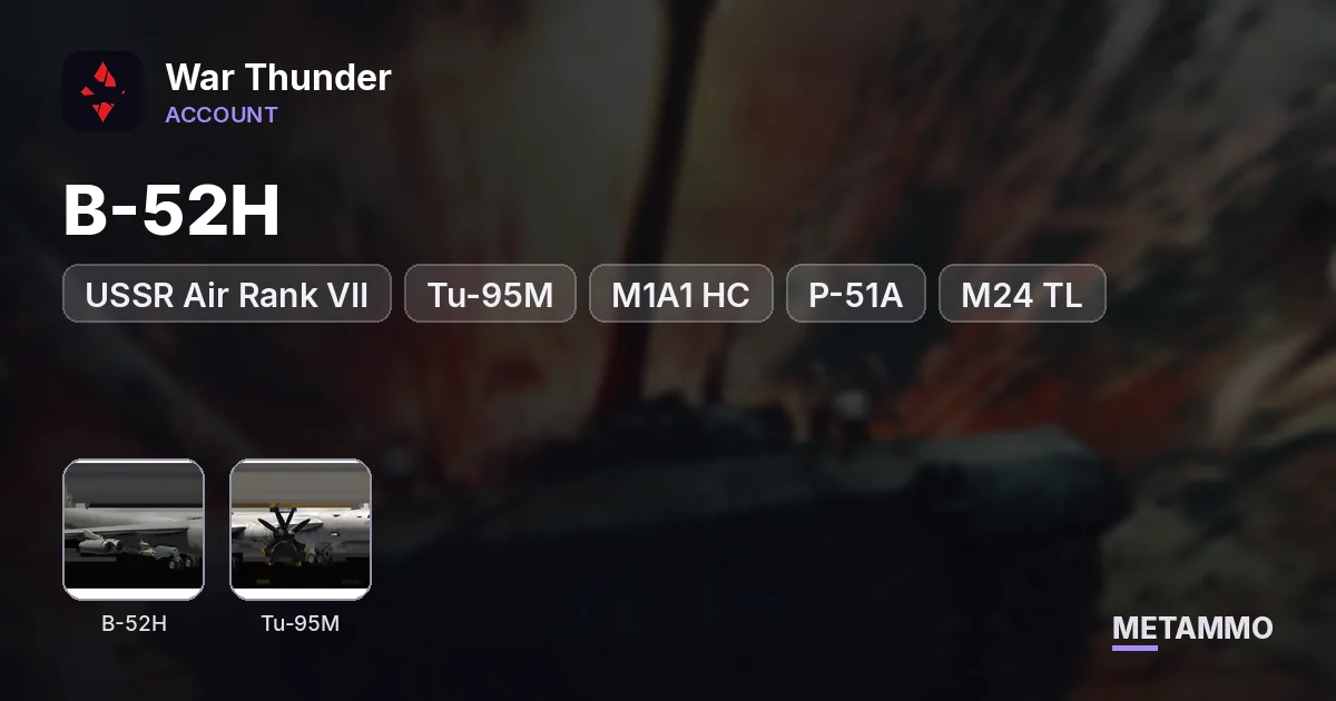 USA Air Full, USSR Air Rank VII | B-52H, Tu-95M, M1A1 HC | P-51A, M24 TL | Level 100 | 5M+ SL - War Thunder account summary