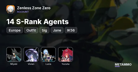 14 S-Rank Agents | Miyabi+Sig, Vivian(Outfit)+Sig, Jane(Outfit)+Sig, Lucia+Sig, Yuzuha | IK56 | EU