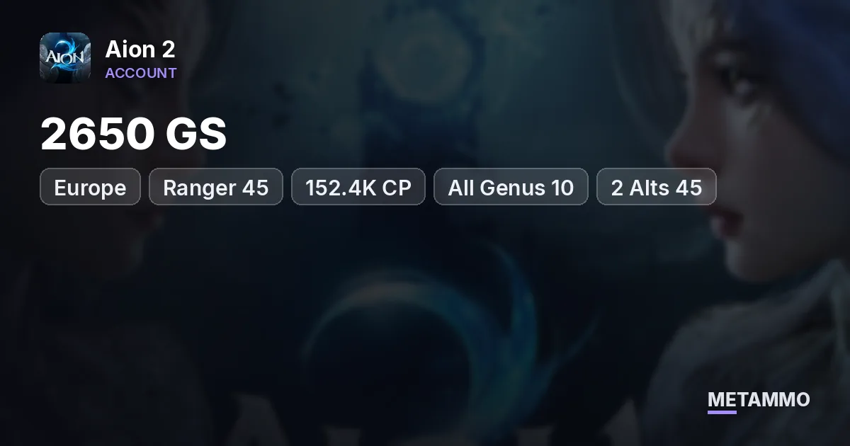 Ranger 45 | 2650 GS | 152.4K CP | All Genus 10 | 2 Alts 45 | Standard Founder's Pack | EU Lumiel Asmodian - Aion 2 account summary