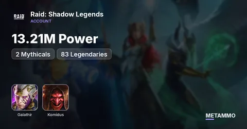 13.21M Power | 2 Mythicals | Galathir, Komidus | 83 Legendaries