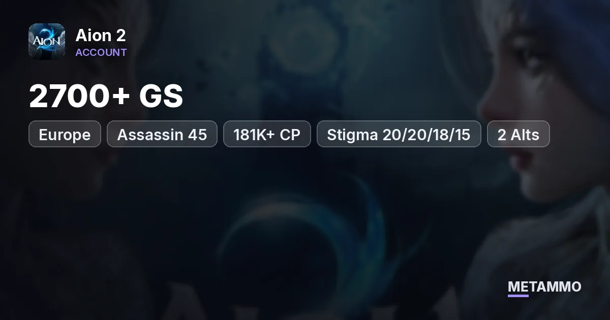 Assassin 45 | 2700+ GS | 181K+ CP | Stigma 20/20/18/15 | 2 Alts | EU Bakarma Elyos - Aion 2 account summary